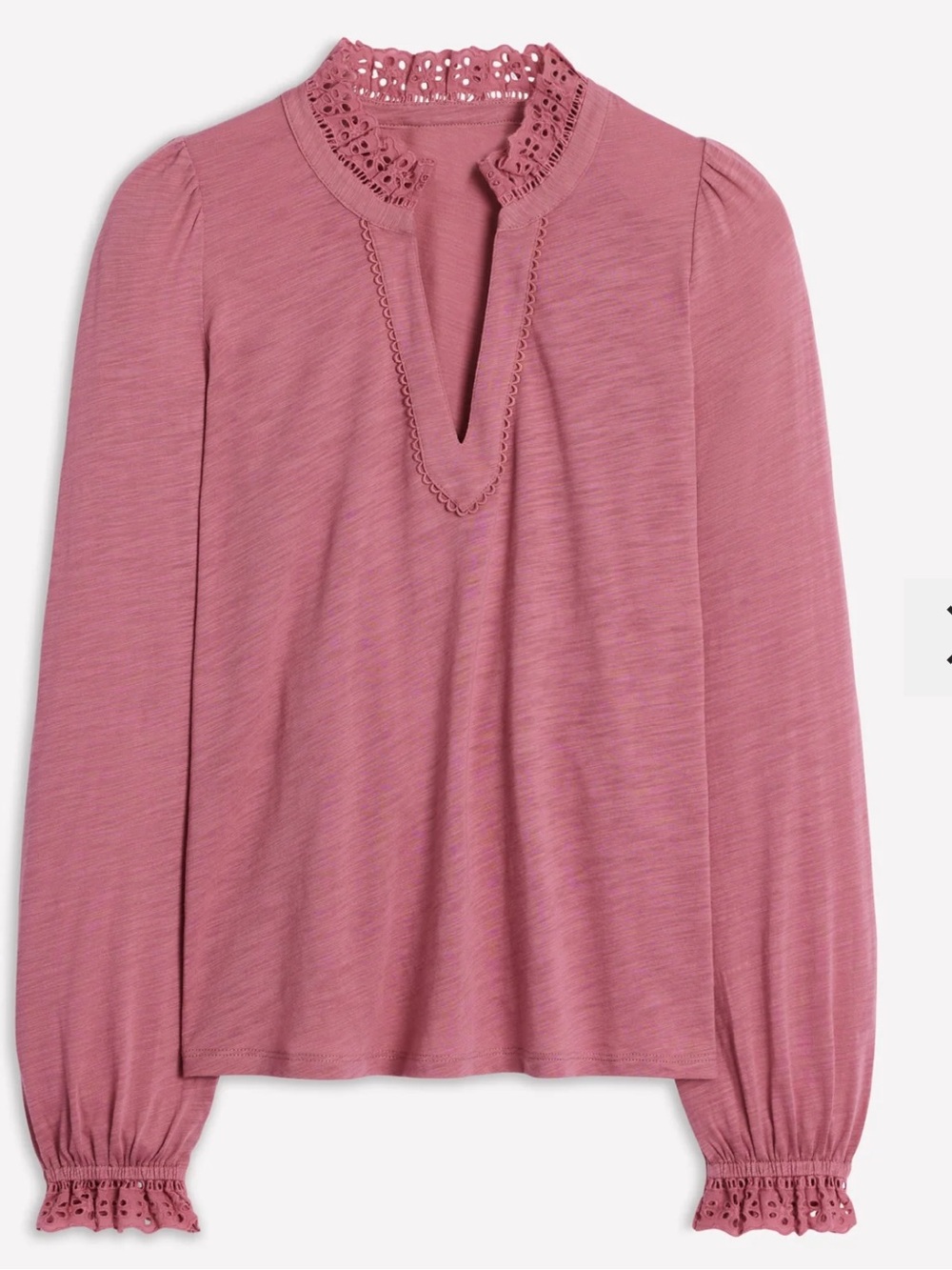 Boden Aria Broderie Notch Neck Top Pink 14